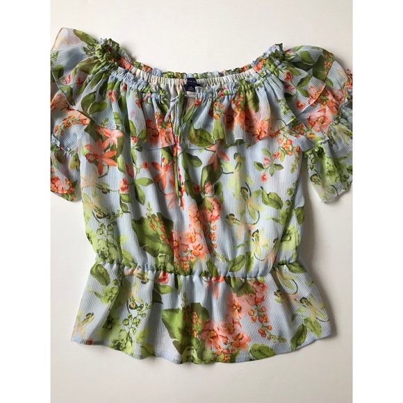 Tommy Hilfiger Women’s Striped and Floral Print Tassel Tie-Neck Top  XL - Picture 5 of 7